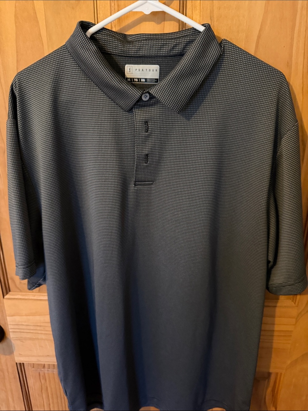 PGA TOUR Men's Charcoal Micro-Pattern Polo